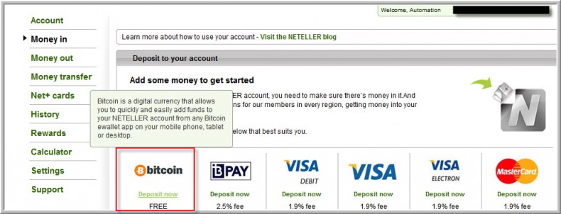 Bitcoin accepted in Neteller as deposit method