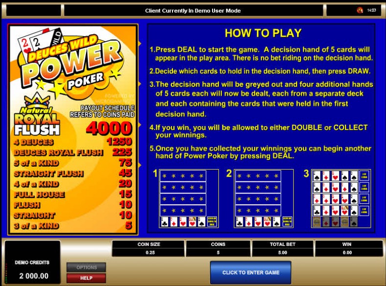 Deuces Wild 4 Play Power Poker MCPcom Microgaming