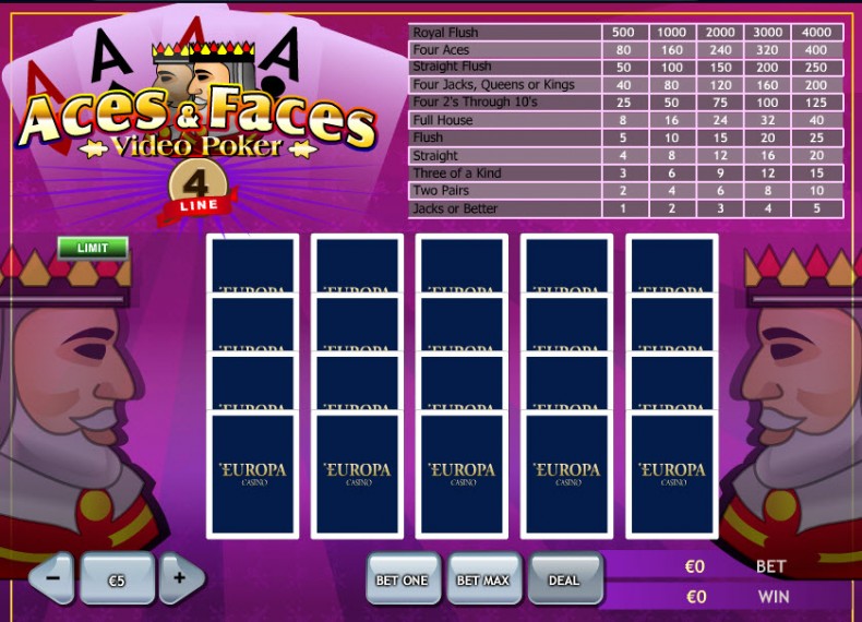 Aces And Faces 4-Line MCPcom Playtech