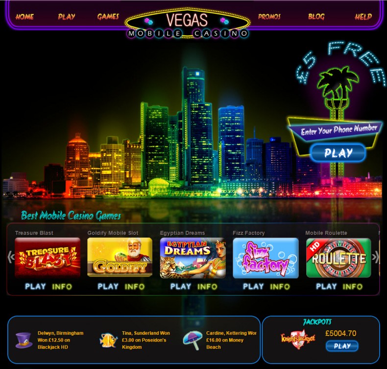 Vegas Mobile Casino Homepage